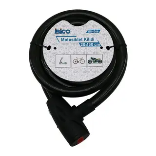 Anahtarlı Aç-kapa Kilit Kapaklı Motor - Bisiklet Kilit Çelik Tel Siyah Şeffaf Kılıf 20MMX150CM