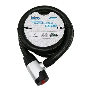 Anahtarlı Aç-kapa Kilit Kapaklı Motor - Bisiklet Kilit Çelik Tel Siyah Şeffaf Kılıf 24MMX150CM