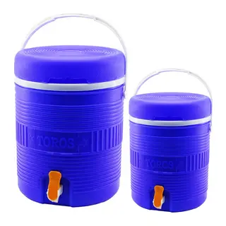 Toros 2Lİ SET=14+6LT Yuvarlak Termos Mavi Plastik Musluklu - Taşıma Kulplu BRKT-501575