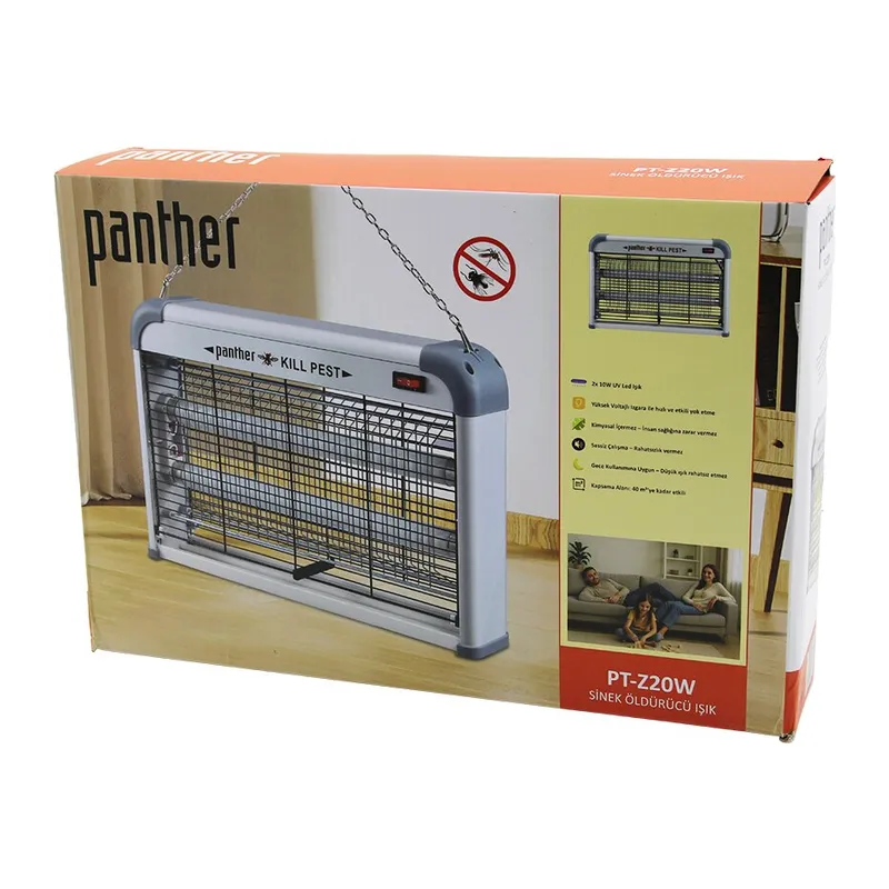Dikdörtgen Model Sinek Öldürücü Cız Makine 2X10W Masa Üstü - Askı Halkalı ETKİ=40M 226X38X7CM V
