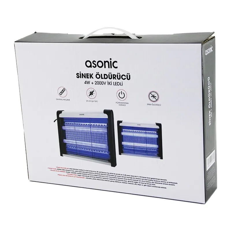 2 Ledli Sinek Öldürücü Cız Makine 4W - 2000V 30M2 Etkinlik Alanı AS-A28