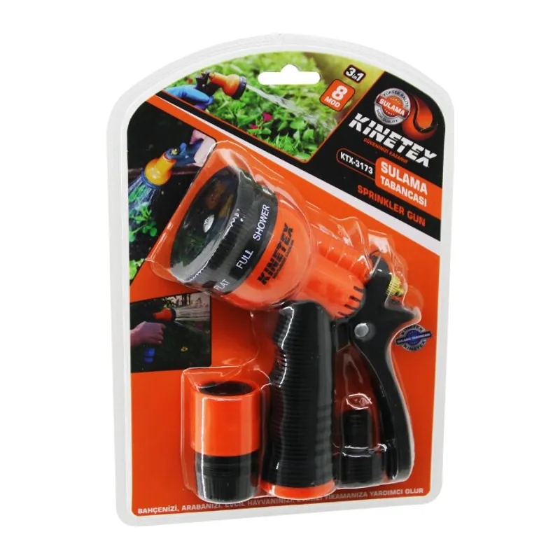 3IN1 - 8 Mod Sulama Tabancası Seti 1 - Tabanca - 3 - Bağlantı Aparatı