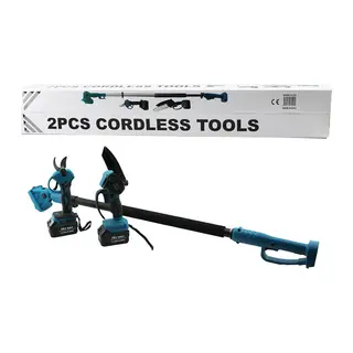 BN-5 CORDLESS TOOLS LTJ-6A ZZ-01 2 PCS SET 6" BUDAMA DAL KESME TESTERE=ŞARJLI-YAĞSIZ - ZİNCİRLİ + ŞARJLI BAĞ MAKASI TELESKOPİK UZAYAN METAL SAP=120-195CM