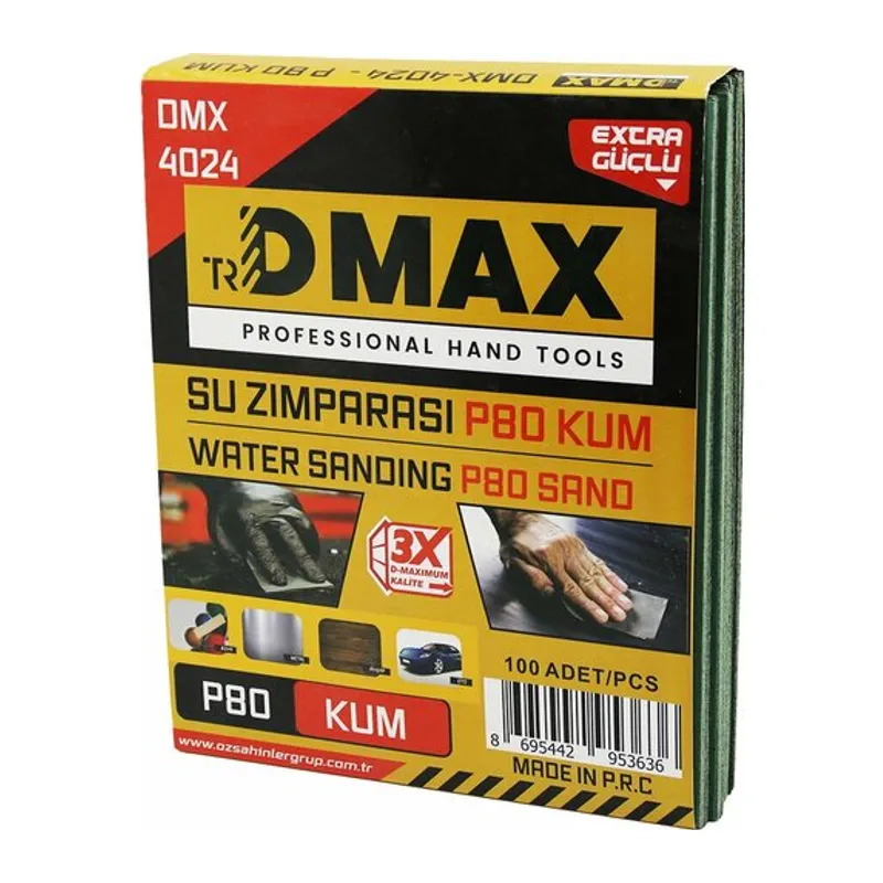 100 Adet P80 Kum - Kağıt - Su Zımparası - 230X280MM - Kullanım= Boya - Metal - Ahşap - Oto