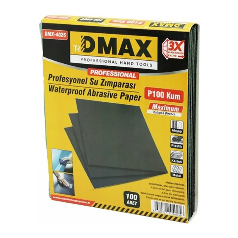 100 Adet P100 Kum - Kağıt - Su Zımparası -230X280MM - Kullanım= Metal - Ahşap - Plastik - Karton