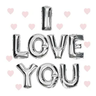 I Love You Folyo Balon Gümüş Renk 35 CM