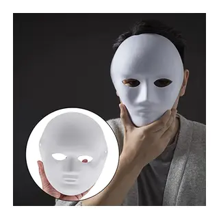 Beyaz Renk Boyanabilir Anonim Tam Yüz Cosplay Maske 24x18 cm
