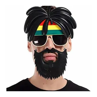 Rasta Peruklu Rasta Sakallı Bob Marley Bıyıklı Parti Gözlüğü 27x18 cm
