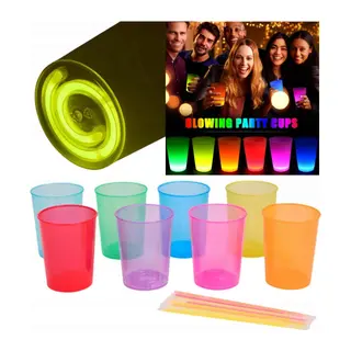 Karanlıkta Yanan Gece Işığı Mega Glow Bardaklar 8 Adet 8.5 x 10.5 cm