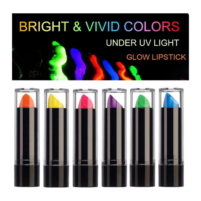Karanlıkta Parlayan Yanan UV Neon Ruj Yüz Boyama 6 Adet 6 Renk