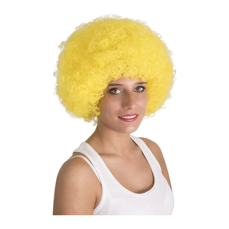Sarı Renk Kıvırcık Afro Bonus Peruk