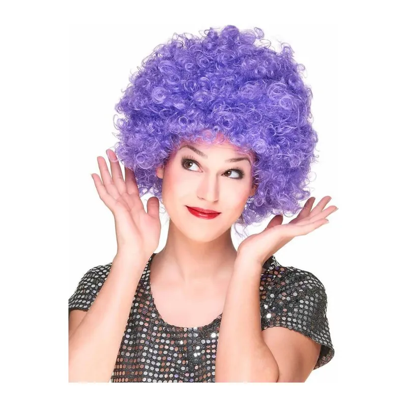 Mor Renk Kıvırcık Afro Bonus Peruk Parti Peruğu