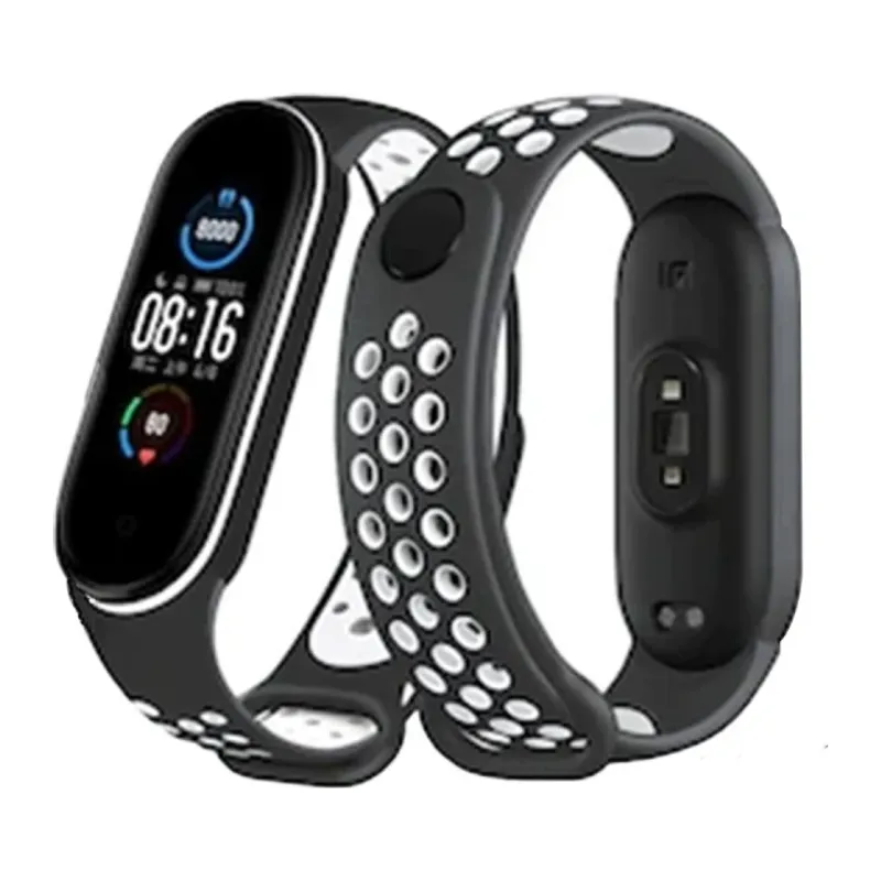 Xiaomi Mi Band 4 Spor Delikli Kordon - Siyah-Beyaz