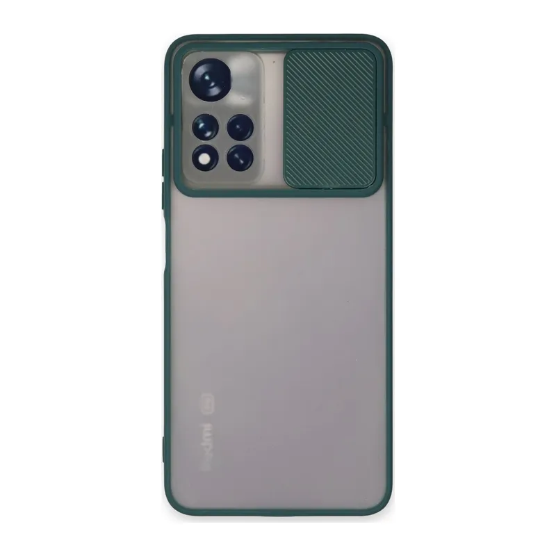 Xiaomi Redmi Note 11T Kılıf Palm Buzlu Kamera Sürgülü Silikon - Yeşil