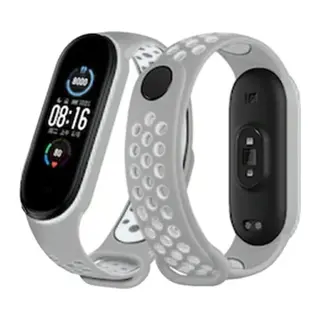 Xiaomi Mi Band 4 Spor Delikli Kordon - Gri-Beyaz