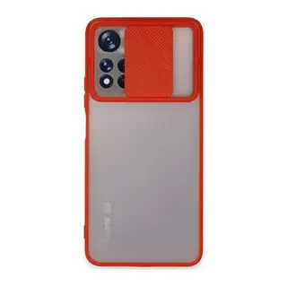 Xiaomi Redmi Note 11T Kılıf Palm Buzlu Kamera Sürgülü Silikon - Kırmızı