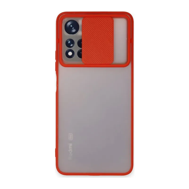 Xiaomi Redmi Note 11T Kılıf Palm Buzlu Kamera Sürgülü Silikon - Kırmızı