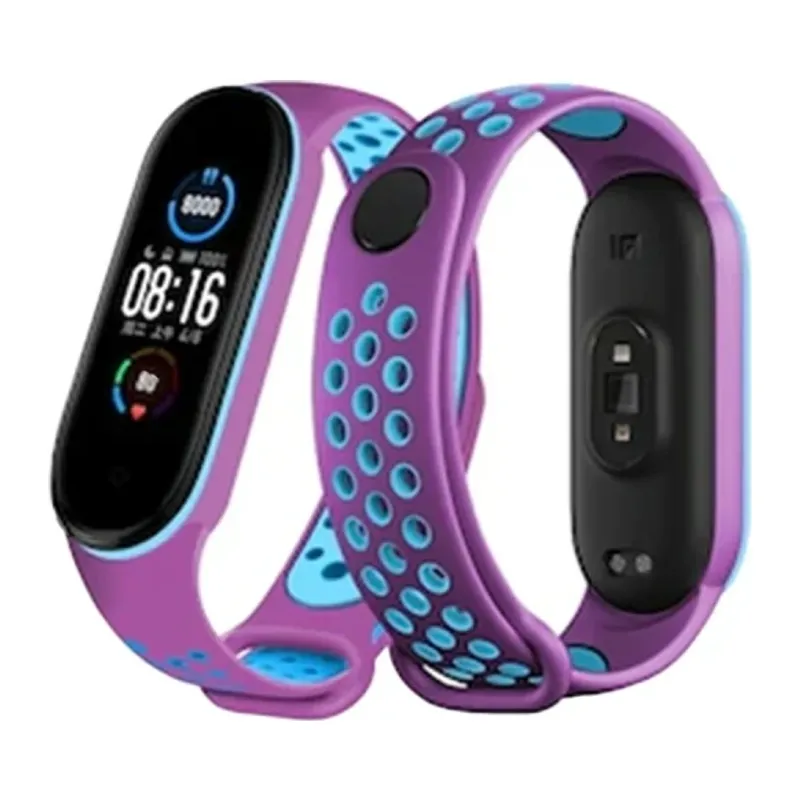Xiaomi Mi Band 4 Spor Delikli Kordon - Mor-Mavi