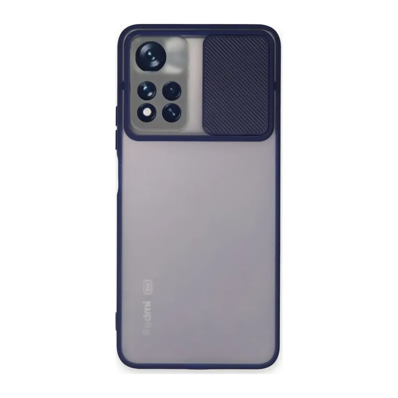 Xiaomi Redmi Note 11T Kılıf Palm Buzlu Kamera Sürgülü Silikon - Lacivert
