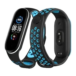 Xiaomi Mi Band 4 Spor Delikli Kordon - Siyah-Turkuaz