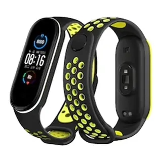 Xiaomi Mi Band 4 Spor Delikli Kordon - Siyah-Yeşil-Beyaz