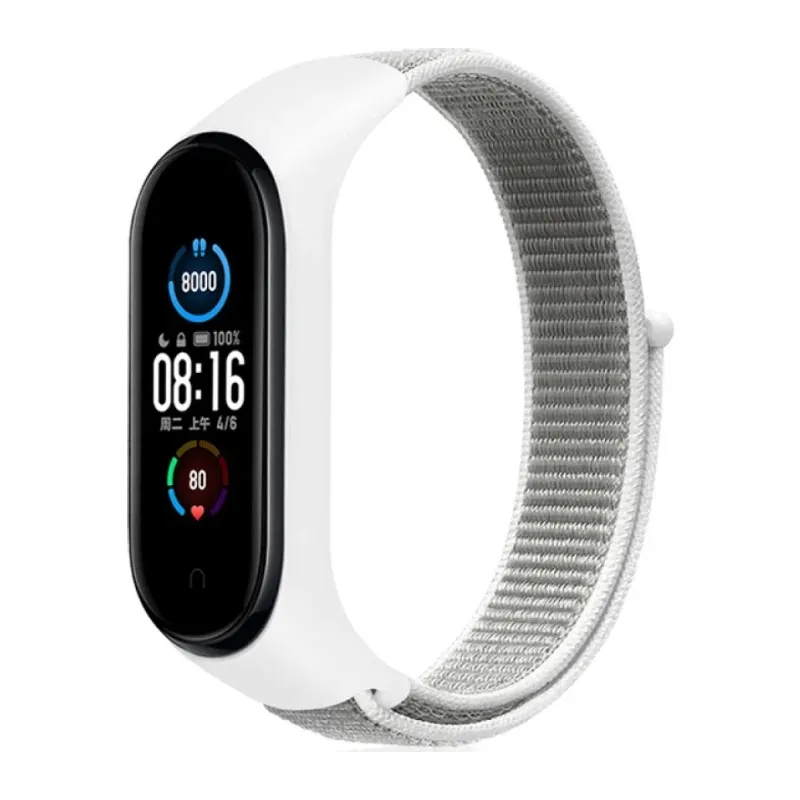 Xiaomi Mi Band 4 Hasırlı Cırtcırtlı Kordon - Beyaz