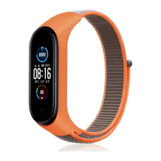 Xiaomi Mi Band 4 Hasırlı Cırtcırtlı Kordon - Turuncu-Gri