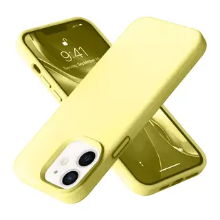 Apple iPhone 12 Kılıf Nano içi Kadife Silikon- Sarı