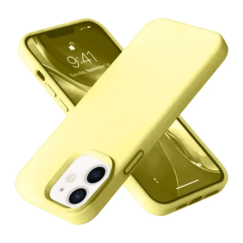 Apple iPhone 12 Kılıf Nano içi Kadife Silikon- Sarı