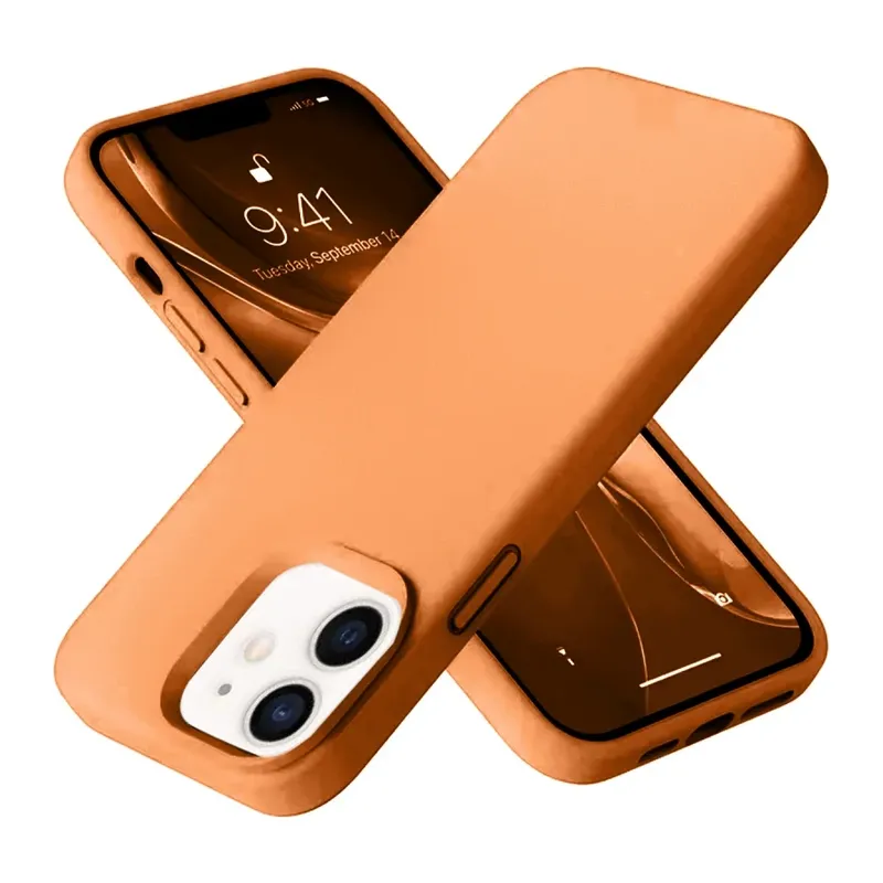 Apple iPhone 12 Kılıf Nano içi Kadife Silikon - Turuncu