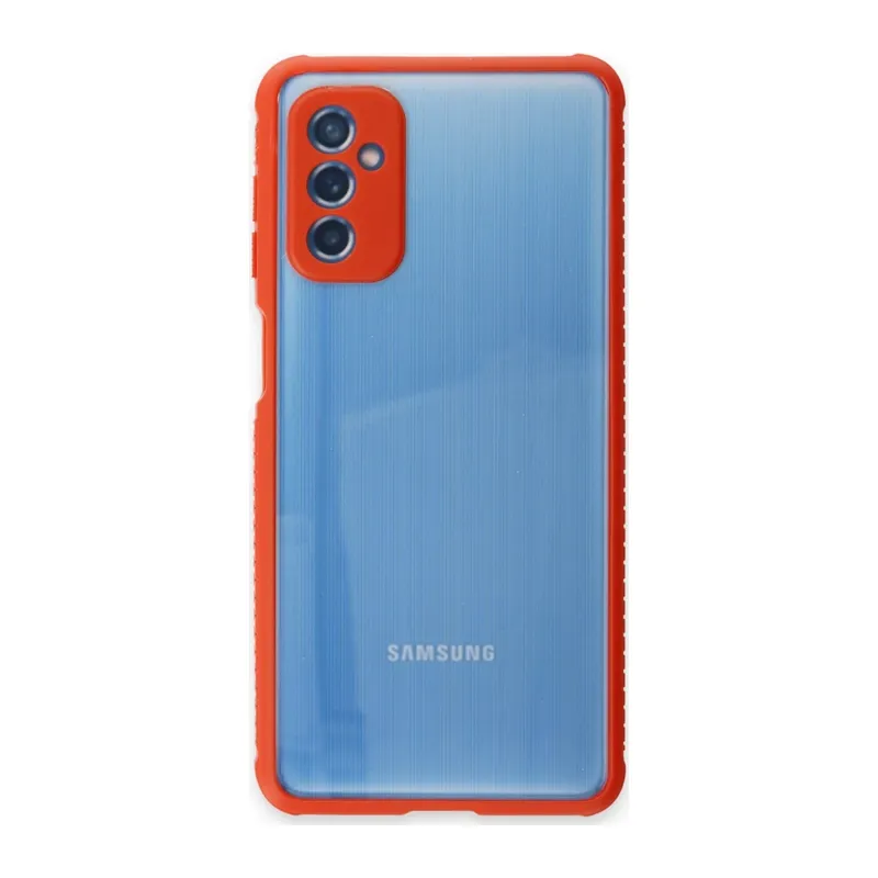 Samsung Galaxy M52 5G Kılıf Miami Şeffaf Silikon - Kırmızı