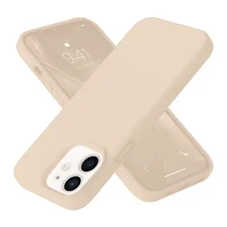 Apple iPhone 12 Kılıf Nano içi Kadife Silikon - Pudra