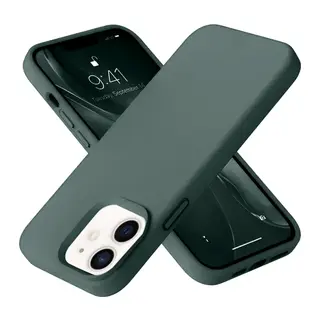 Apple iPhone 12 Kılıf Nano içi Kadife Silikon - Koyu Yeşil