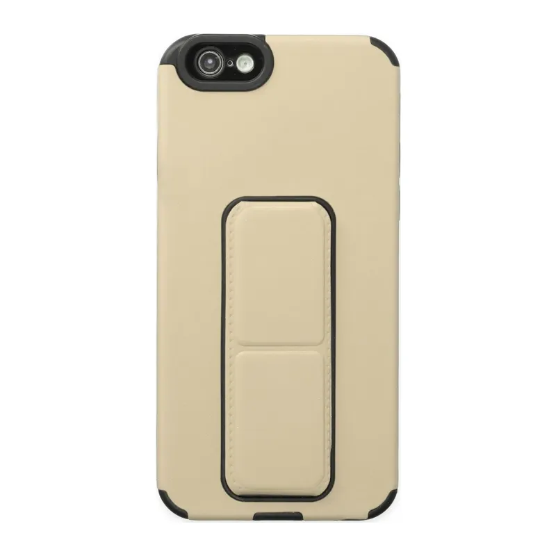 Apple iPhone 6 Kılıf Mega Standlı Silikon - Gold