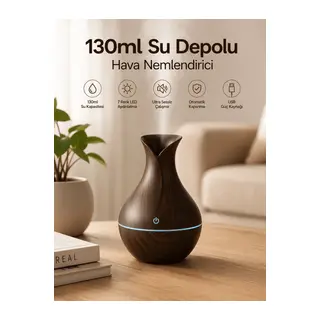 130ml Aromaterapi Difüzörü Hava Nemlendirici 7 Renk LED Işıklı