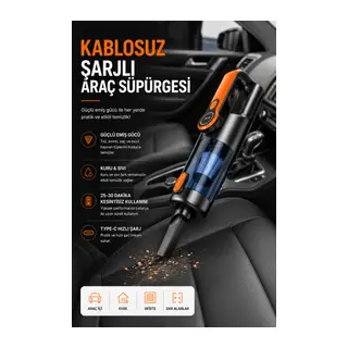 Araç İçi Temizlik İçin Şarjlı El Süpürgesi