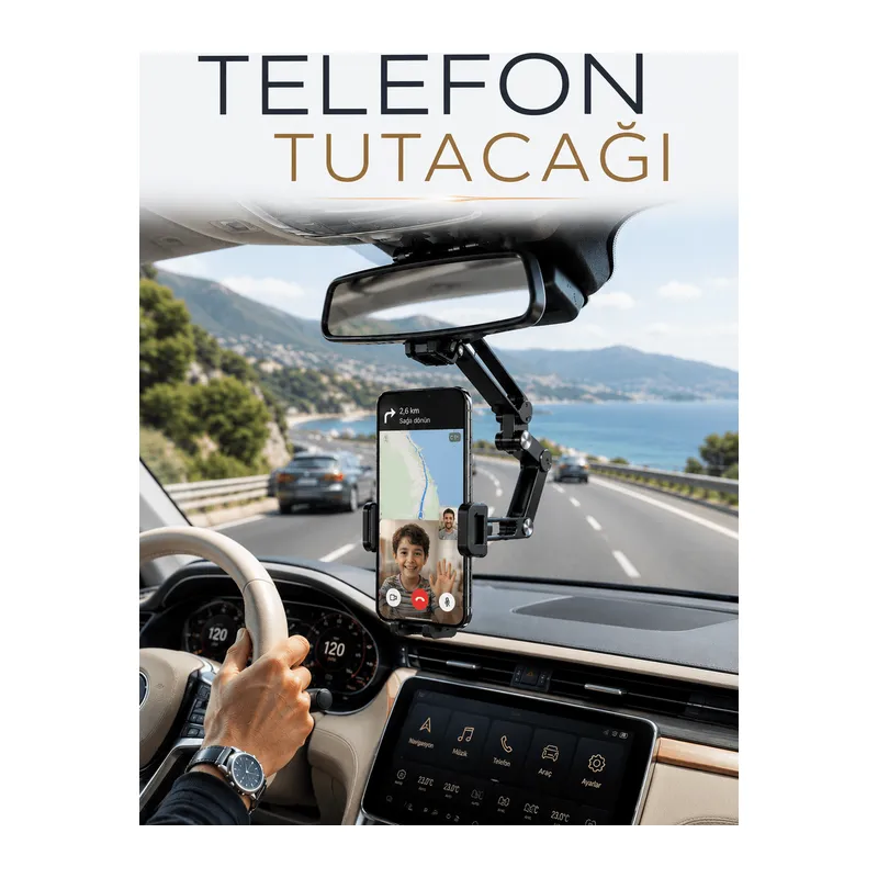 Katlanabilir Araç Telefon Tutucu Dikiz Aynasına Monte Telefon Standı