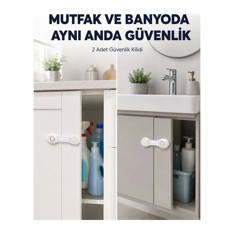 2'li Dolap ve Çekmece Güvenlik Kilidi Seti