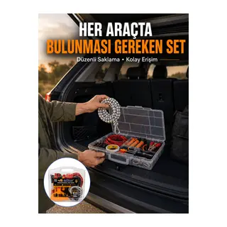 27 Parça Oto Güvenlik ve Bakım Seti Şeffaf Taşıma Kutulu Araç Ekipman Çantasız