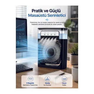 Serinletici Fan Type-C Bağlantı, Zamanlayıcı, 7 Renk Ambiyans Işığı