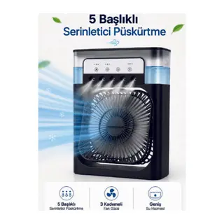 Modern Püskürtmeli Masaüstü Fan Geniş Su Haznesi, 5 Sis Çıkışı, 3 Kademe Fan Gücü