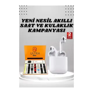 7 Kordonlu Akıllı Saat Ve 2.Nesil Kulaklık Yüksek Ses Kaliteli Uzun Pil Ömrü