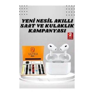 7 Kordonlu Akıllı Saat Ve Yeni Nesil Kulaklık Dokunmatik Ekran Android ve İOS Uyumlu