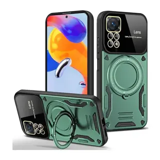 Xiaomi Redmi Note 11 Pro Kılıf Joy Lens Standlı Kapak - Koyu Yeşil