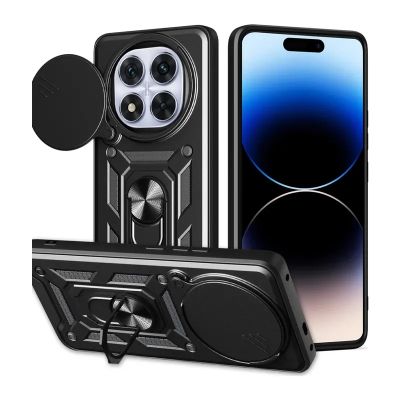 Xiaomi Redmi Note 14 Pro Plus Kılıf Pars Lens Yüzüklü Silikon - Siyah