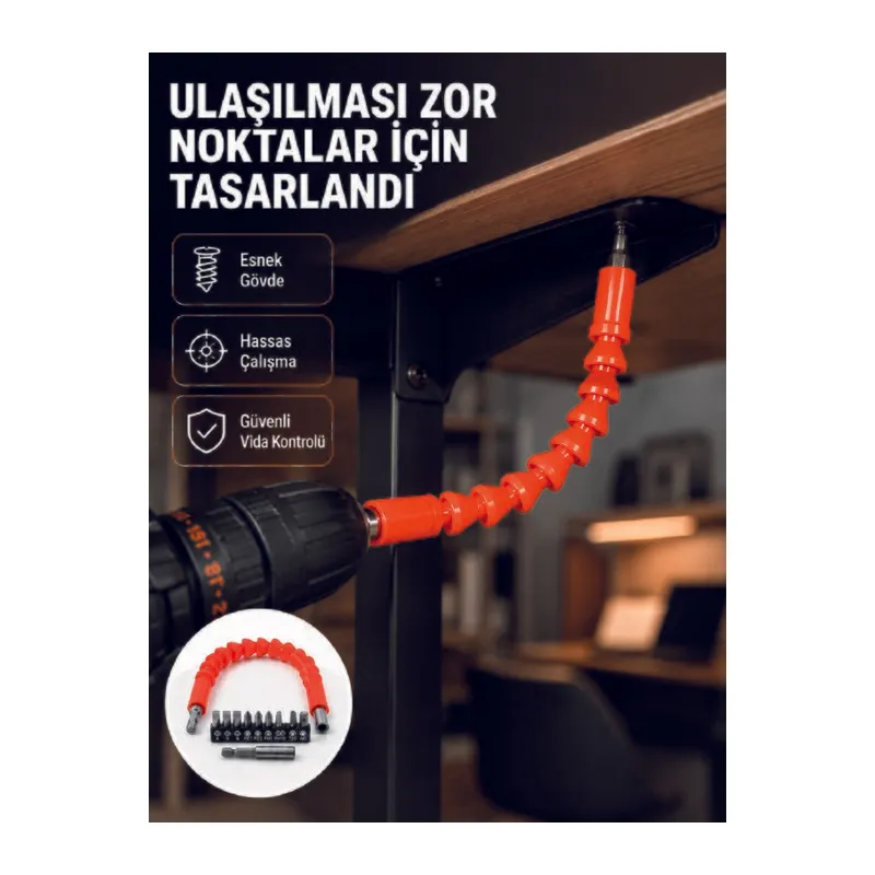 DMAX Esnek Şaftlı Matkap Bits Uç Seti 12 Parça Vida Montaj ve Tamir Seti