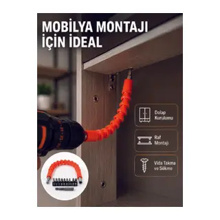 Profesyonel Esnek Tornavida Bits Uç Seti 12 Parça Manyetik Bit Adaptörlü