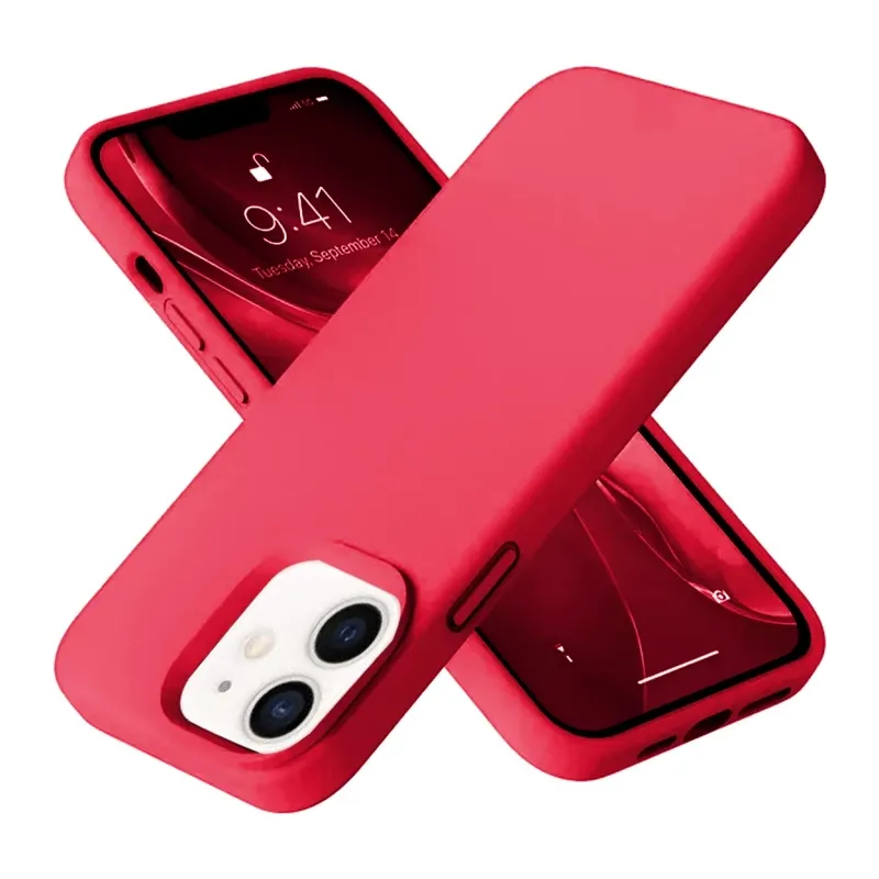 Apple iPhone 12 Kılıf Nano içi Kadife Silikon - Kırmızı