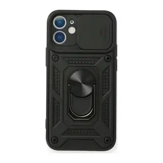 Apple iPhone 11 Kılıf Pars Lens Yüzüklü Silikon - Siyah