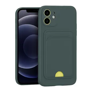 Apple iPhone 11 Kılıf Kelvin Kartvizitli Silikon - Koyu Yeşil